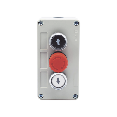 ACCESSPRO - Botonera Triple con Boton de Stop Tipo Enclavado / Para Barreras Vehiculares, Operadores Corredizos y Abatibles.
