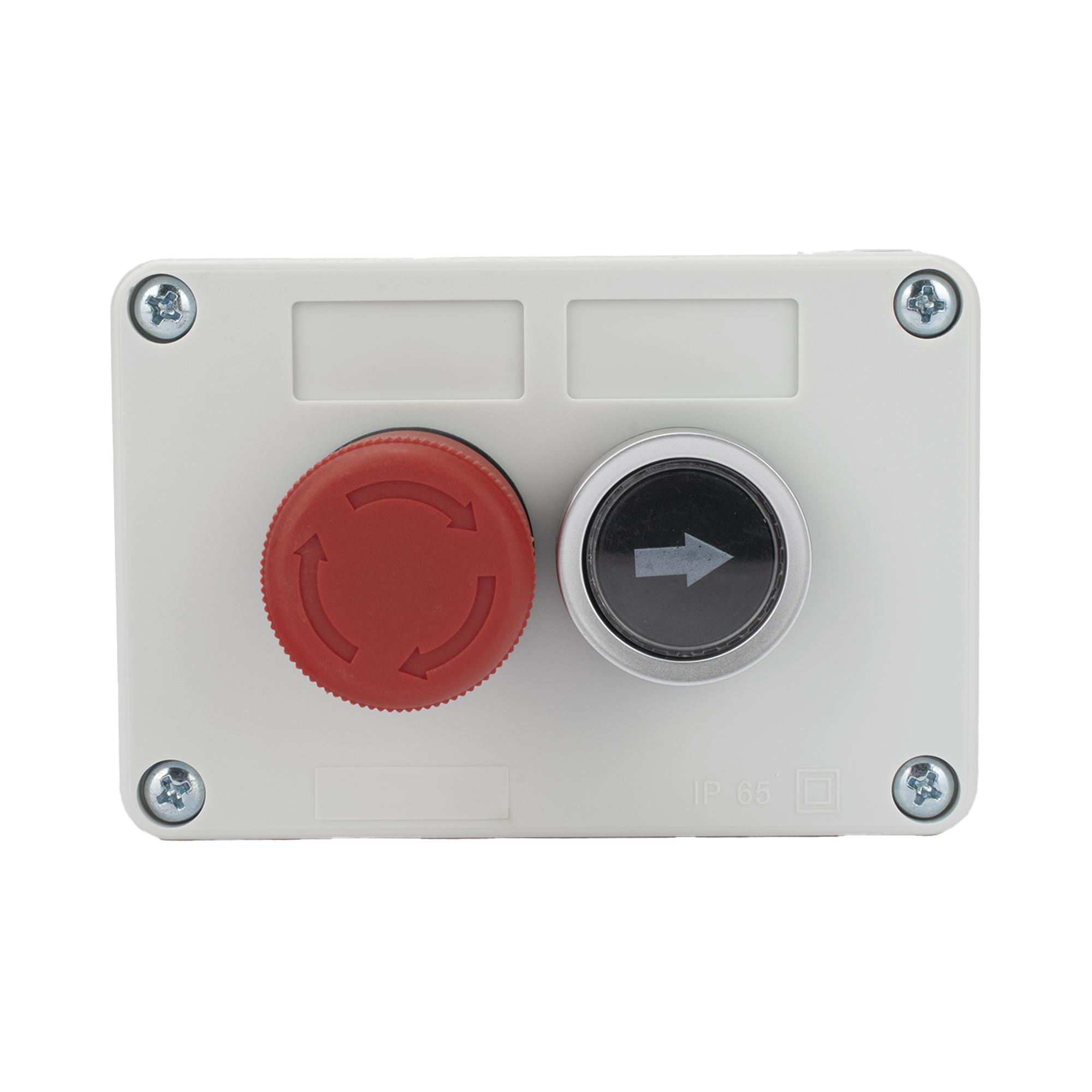 ACCESSPRO - Botonera Doble Para Barreras Vehiculares, Operadores Corredizos y Abatibles / Botón de Stop Enclavado