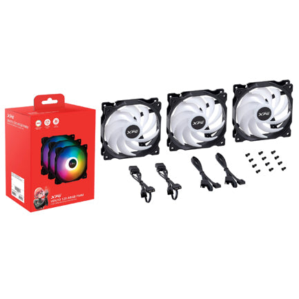 XPG - Kit 3 Ventiladores Thermaltake VENTO 120 ARGB PWM 120mm Negro