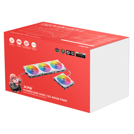 XPG - Ventilador XPG HURRICANE MAG 120 ARGB PWM 120mm 2000RPM ARGB Blanco