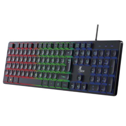 XTECH - Combo teclado mouse y mousepad gaming RGB XTech Hasha XTK-535S - Tamaño full size - Conexion USB - Español - Color Negro