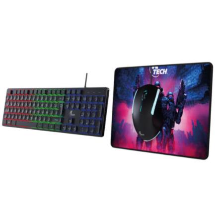 XTECH - Combo teclado mouse y mousepad gaming RGB XTech Hasha XTK-535S - Tamaño full size - Conexion USB - Español - Color Negro