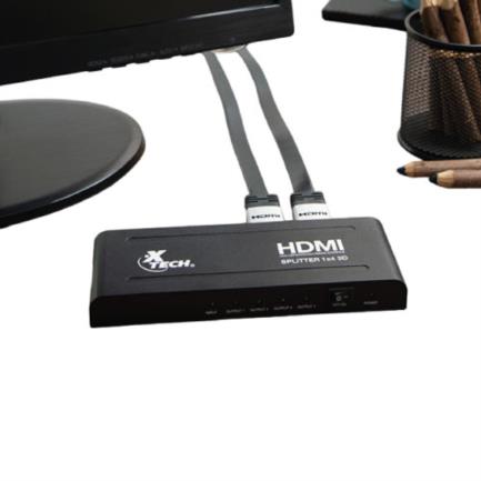 XTECH - Multiplicador HDMI XTech XHA-410 de 4 Salidas Alimentación Propia Resolución 1920x1080p 1 Conector Hembra