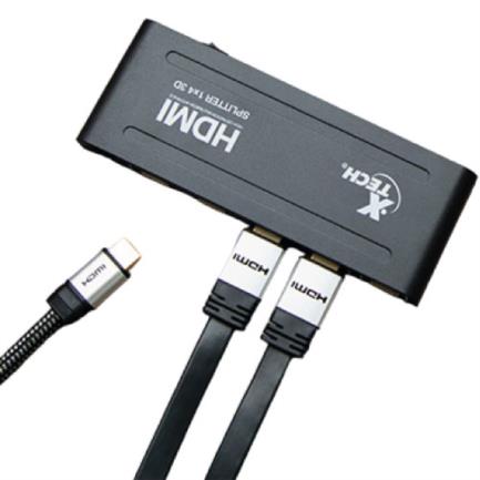 XTECH - Multiplicador HDMI XTech XHA-410 de 4 Salidas Alimentación Propia Resolución 1920x1080p 1 Conector Hembra