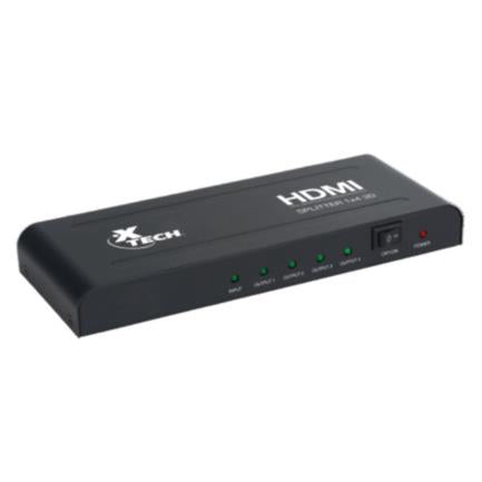 XTECH - Multiplicador HDMI XTech XHA-410 de 4 Salidas Alimentación Propia Resolución 1920x1080p 1 Conector Hembra