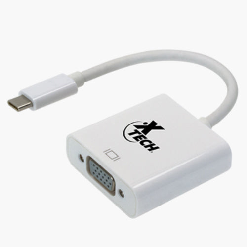 XTECH - Adaptador XTech con conector Tipo-C macho a VGA hembra Transmision hasta 1920x1200p a 60Hz  Longitud 20cm XTC-550