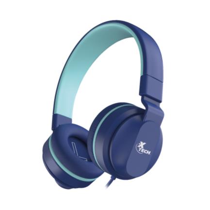 XTECH - Audífonos Alámbricos XTech Avid XTH-356 para Niños Cable con Conexión de 3.5mm y Control de Volumen Color Azul