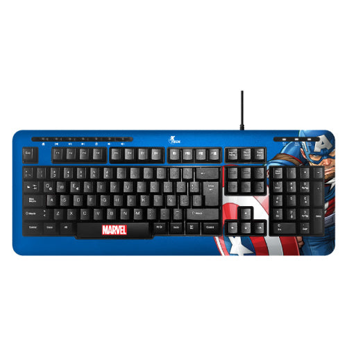 XTECH - Teclado XTech Full Size Capitan America Marvel XTech XTK-M401CA - Teclas multimedia - Español - Conexion USB
