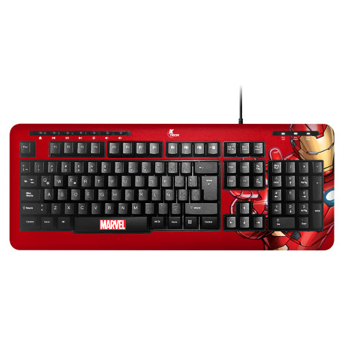 XTECH - Teclado XTech Full Size Iron Man XTK-M401IM - Teclas multimedia - Español - Conexion USB