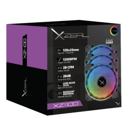 XZEAL - Kit Ventiladores Xzeal XZ1100 ARGB 120x25mm 1200 RPM
