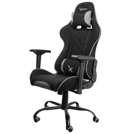 XZEAL - Silla Gamer Xzeal XZ25 Tela Foam Reclinable 180° Base de metal Piston clase 4 150Kgs Brazos4D Negro-Gris