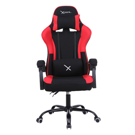 XZEAL - Silla Gamer Xzeal XZ20 Tela Foam Reclinable 140° Base Metal Piston Clase 3 115Kgs Brazos Fijos Negro-Rojo