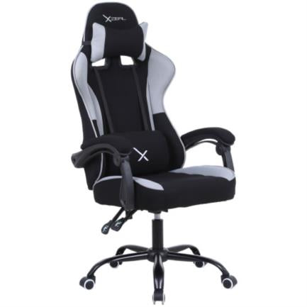 XZEAL - Silla Gamer Xzeal XZ20 Tela Foam Reclinable 140° Base de Metal Piston Clase 3 115Kgs Brazos Fijos Negro-Gris
