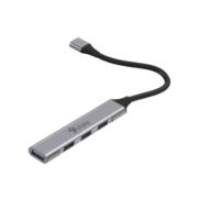 XZEAL - Hub 4 en 1 Stylos USB C a 3xUSB 2.0 + 1xUSB 3.0 con Caja Gris