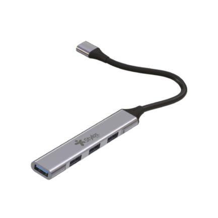 XZEAL - Hub 4 en 1 Stylos USB C a 3xUSB 2.0 + 1xUSB 3.0 con Caja Gris