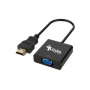 XZEAL - Adaptador VGA hembra a HDMI-VGA-AUX 3.5mm Stylos macho con Caja Negro