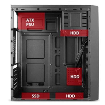 XZEAL - Gabinete Stylos Midi-Tower ATX/Micro-ATX/Mini-ITX USB 3.0 con Fuente de 500W sin Ventiladores Instalados Negro
