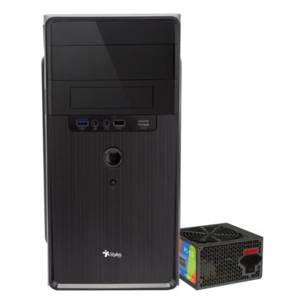 XZEAL - Gabinete Stylos Mini-Tower Micro-ATX/Mini-ITX USB 3.0 con Fuente de 500W sin Ventiladores Instalados Negro/Rojo