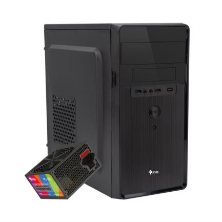 XZEAL - Gabinete Stylos Mini-Tower Micro-ATX/Mini-ITX USB 3.0 con Fuente de 500W sin Ventiladores Instalados Negro/Rojo
