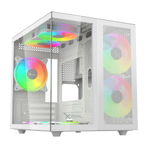 XZEAL - Gabinete Xzeal CUBO Mini-Tower Micro-ATX/Mini-ITX USB 2.0/3.0 sin Fuente 3 Ventiladores Instalados Blanco