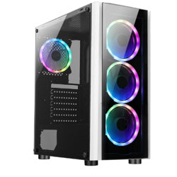 XZEAL - Gabinete Xzeal XZ110 Midi-Tower ATX/Micro-ATX/Mini-ITX USB 2.0/3.0 sin Fuente 3 Ventiladores Instalados Negro/Blanco