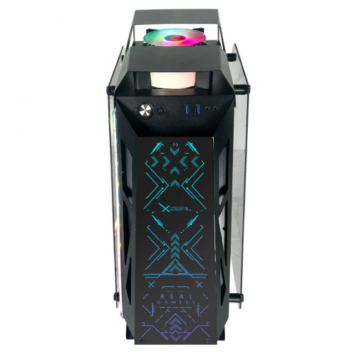 XZEAL - Gabinete Gamer Micro Tower Xzeal IR02 M-ATX Panel Izq -Der Vidrio Metal USB1.0/USD3.0 /3.5mm 4ARGB Fans 1HUB Negro RGB