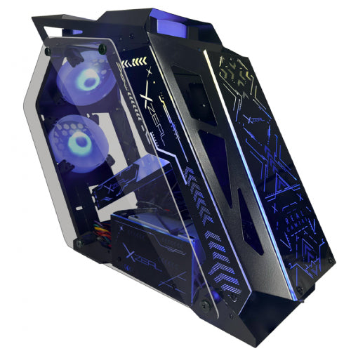 XZEAL - Gabinete Gamer Micro Tower Xzeal IR02 M-ATX Panel Izq -Der Vidrio Metal USB1.0/USD3.0 /3.5mm 4ARGB Fans 1HUB Negro RGB