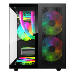 XZEAL - Gabinete Xzeal CUBO Mini-Tower Micro-ATX/Mini-ITX USB 2.0/3.0 sin Fuente 3 Ventiladores Instalados Negro