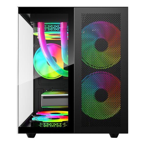 XZEAL - Gabinete Xzeal CUBO Mini-Tower Micro-ATX/Mini-ITX USB 2.0/3.0 sin Fuente 3 Ventiladores Instalados Negro