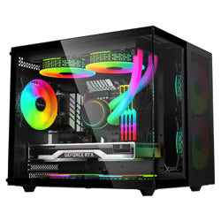 XZEAL - Gabinete Xzeal CUBO Mini-Tower Micro-ATX/Mini-ITX USB 2.0/3.0 sin Fuente 3 Ventiladores Instalados Negro