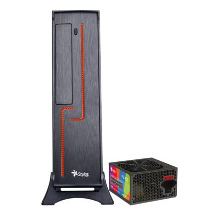 XZEAL - Gabinete Oficina Keelan Slim ITX Stylos 2xUSB 1.0 1xUSB 3.0 puerto 3.5mm línea roja con fuente de poder 550W