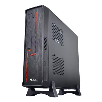 XZEAL - Gabinete Oficina Keelan Slim ITX Stylos 2xUSB 1.0 1xUSB 3.0 puerto 3.5mm línea roja con fuente de poder 550W