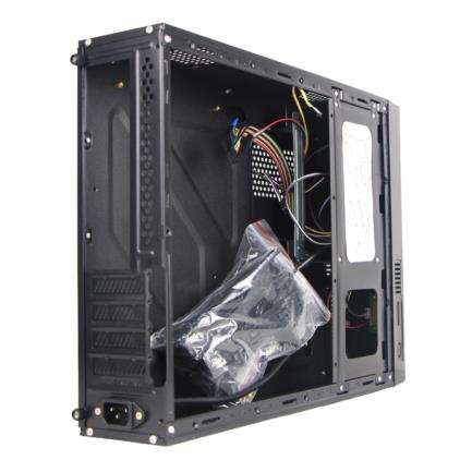 XZEAL - Gabinete Oficina Keelan Slim ITX Stylos 2xUSB 1.0 1xUSB 3.0 puerto 3.5mm línea roja con fuente de poder 550W