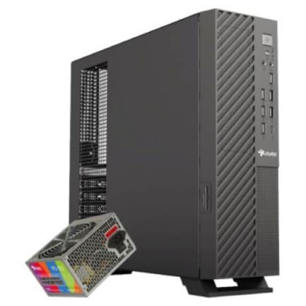 XZEAL - Gabinete Oficina Mince Slim ITX Stylos 4xUSB 2.0 2xUSB 3.0 1xTipo C Puerto 3.5mm con Fuente de Poder 550W