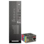 XZEAL - Gabinete Oficina Mince Slim ITX Stylos 4xUSB 2.0 2xUSB 3.0 1xTipo C Puerto 3.5mm con Fuente de Poder 550W