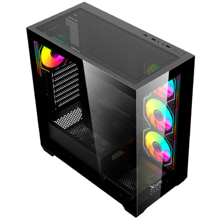 XZEAL - Gabinete Xzeal XZ-140 Midi-Tower ATX/Micro-ATX/Mini-ITX USB 2.0/3.0 sin Fuente 4 Ventiladores Instalados Negro