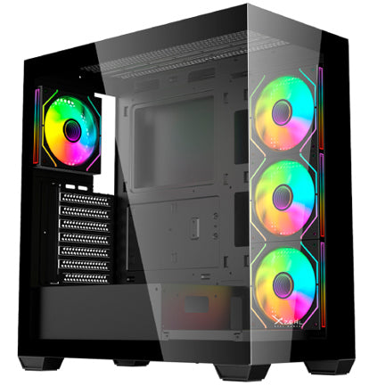 XZEAL - Gabinete Xzeal XZ-140 Midi-Tower ATX/Micro-ATX/Mini-ITX USB 2.0/3.0 sin Fuente 4 Ventiladores Instalados Negro