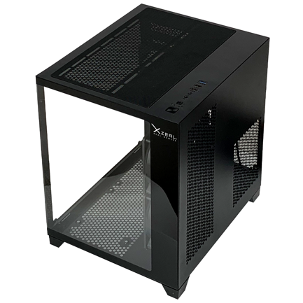 XZEAL - Gabinete Xzeal Panzer II Cubo M-ATX/ITX 2xUSB1.0 + 1x USB3.0 + 3.5 mm + 3 Fans ARGB Negro
