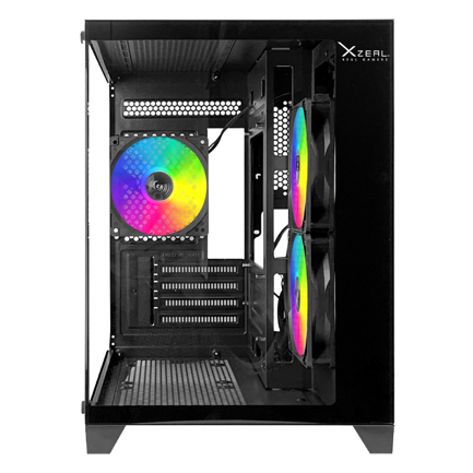 XZEAL - Gabinete Xzeal Panzer II Cubo M-ATX/ITX 2xUSB1.0 + 1x USB3.0 + 3.5 mm + 3 Fans ARGB Negro
