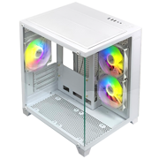 XZEAL - Gabinete Xzeal Panzer II Cubo M-ATX/ITX 2xUSB1.0 + 1x USB3.0 + 3.5 mm + 3 Fans ARGB Blanco