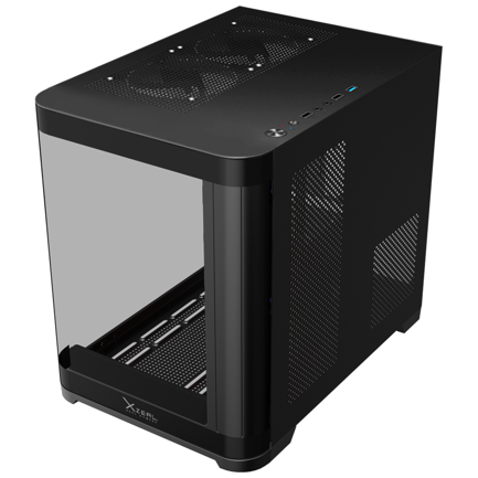 XZEAL - Gabinete Curvo Xzeal M-ATX/ITX 2x USB 2.0 + 1x USB 3.0 + 3.5 mm + 3 Ventiladores RGB Negro