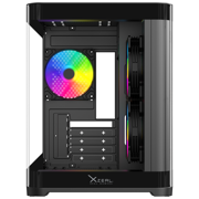 XZEAL - Gabinete Curvo Xzeal M-ATX/ITX 2x USB 2.0 + 1x USB 3.0 + 3.5 mm + 3 Ventiladores RGB Negro