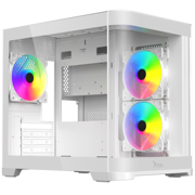 XZEAL - Gabinete Curvo Xzeal M-ATX/ITX 2x USB 2.0 + 1x USB 3.0 + 3.5 mm + 3  Ventiladores RGB Blanco