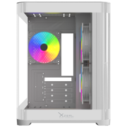 XZEAL - Gabinete Curvo Xzeal M-ATX/ITX 2x USB 2.0 + 1x USB 3.0 + 3.5 mm + 3  Ventiladores RGB Blanco