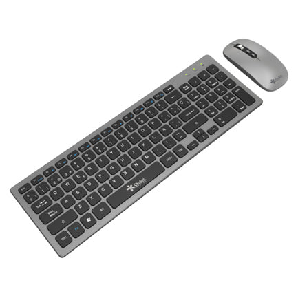 XZEAL - Kit Teclado y Mouse Inalámbrico Stylos Recargable 2 en 1 Gris Teclado 96% Membrana 96 Teclas Conexión USB