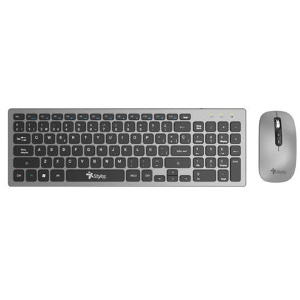 XZEAL - Kit Teclado y Mouse Inalámbrico Stylos Recargable 2 en 1 Gris Teclado 96% Membrana 96 Teclas Conexión USB