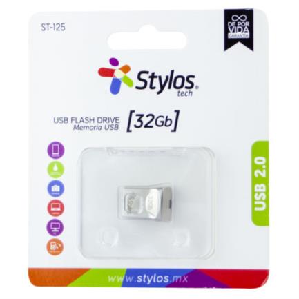 XZEAL - Memoria USB Stylos ST125 32GB Conexion Tipo A 2.0 Mini Metalica Plata