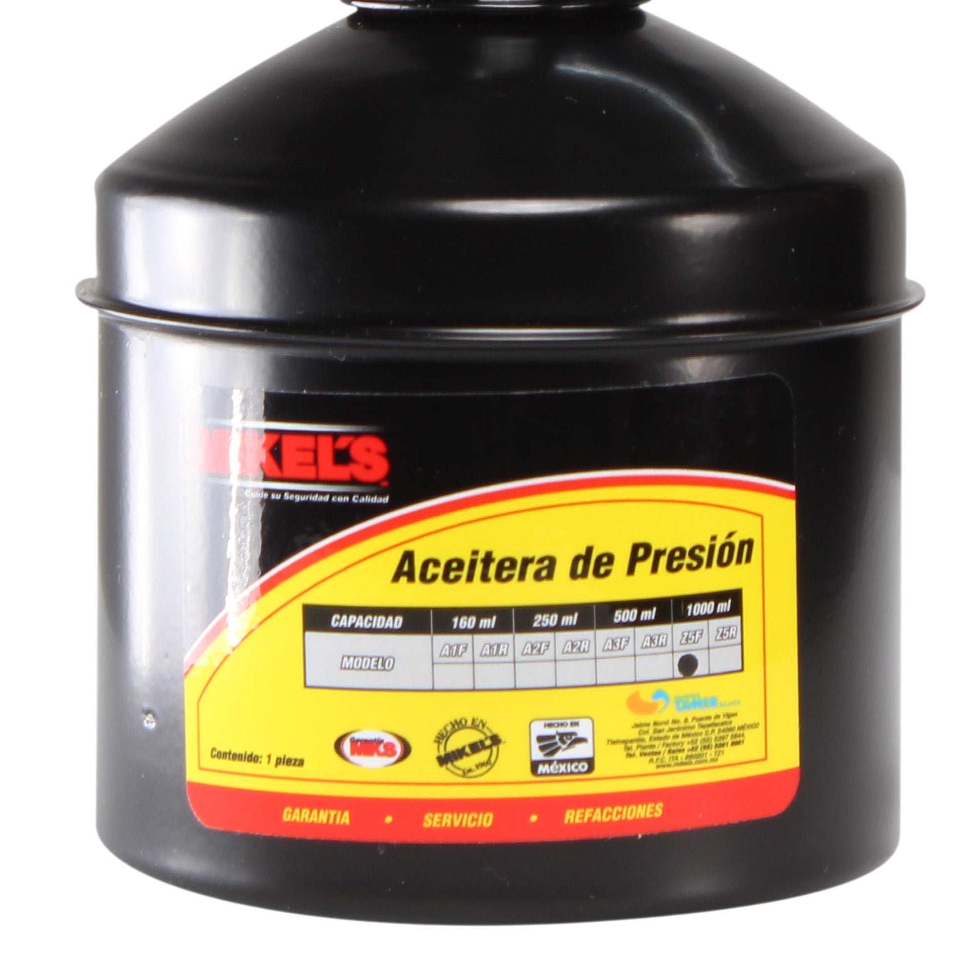 Aceitera de presión, bote de acero, tubo flexible (1000 ml)