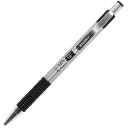 ZEBRA - Bolígrafo Zebra F-301 Retráctil Metálico Punto Fino 0.7mm Color Negro C/12 Pzas