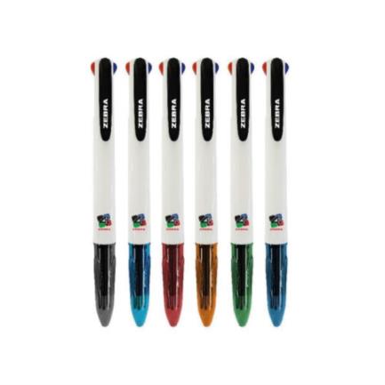 ZEBRA - Bolígrafo Zebra 4 Color Retráctil Punto Mediano 1.0mm Colores Negro-Azul-Rojo-Verde C/12 Pzas